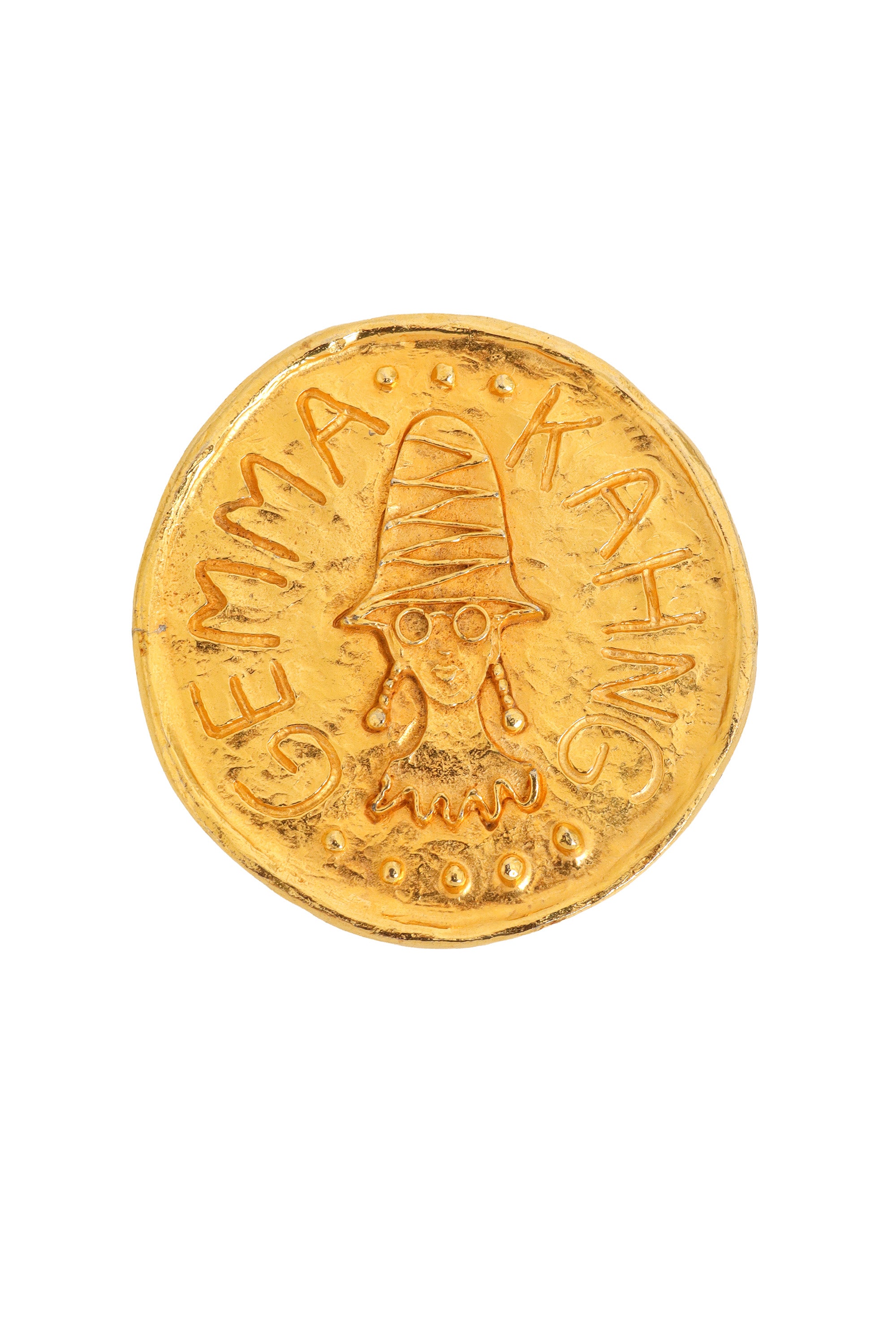 coin portrait brooch by Gemma Kahng @ Recess LA