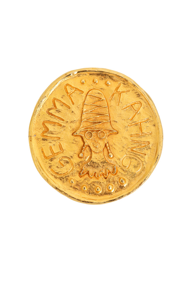 coin portrait brooch by Gemma Kahng @ Recess LA