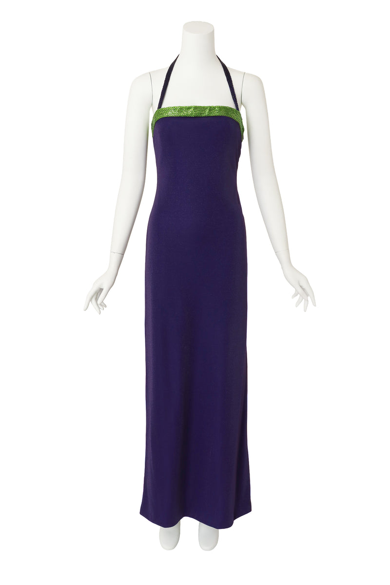 Vintage Gianni Versace 1997 F/W Beaded Metallic Halter Dress Recess Vintage Gianni Versace 1997 F/W Beaded Metallic Halter Dress Recess