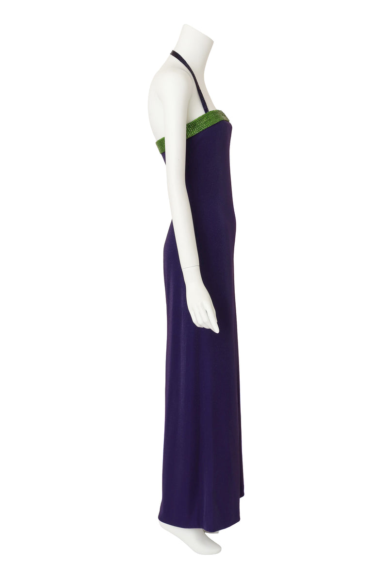 1997 F/W Beaded Metallic Halter Dress