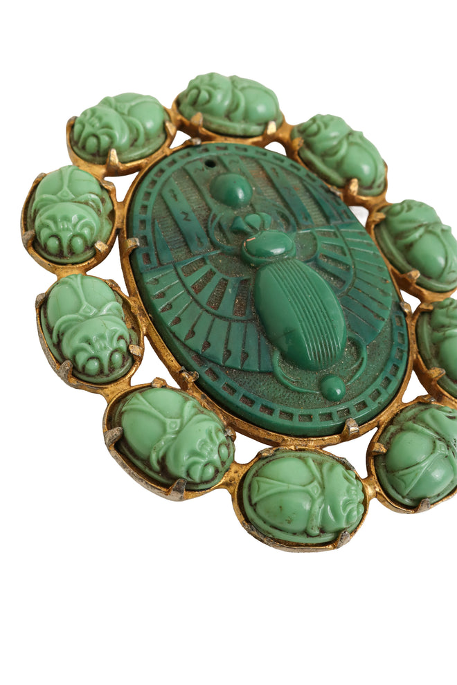Carved Scarab Halo Brooch close @ Recess LA