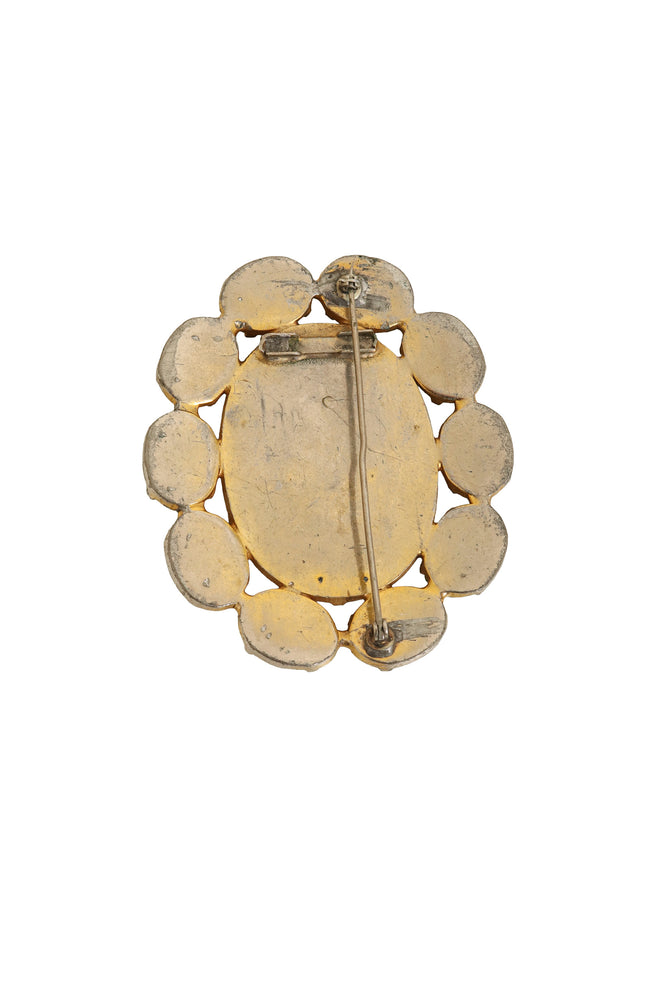 Carved Scarab Halo Brooch back @ Recess LA