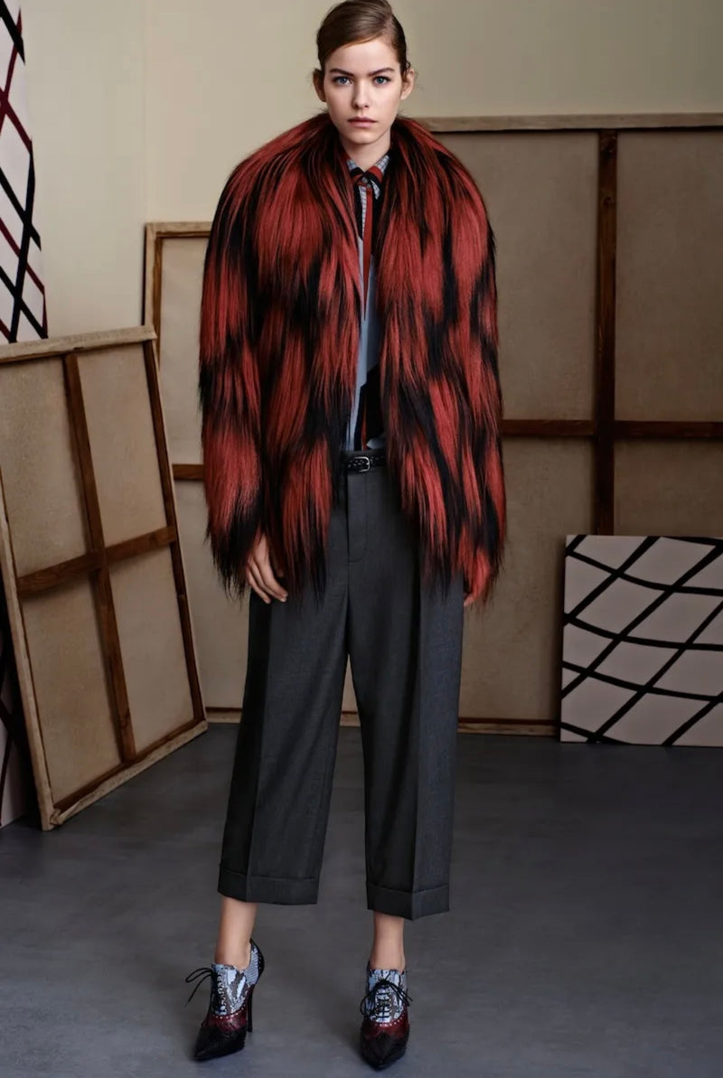 Long Goat Fur Jacket by Gucci on model for Gucci 2015 @recess LA