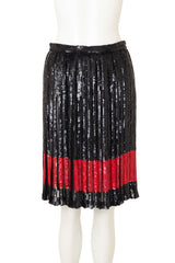 Vintage Valentino Pleated Sequin Stripe Skirt on mannequin @ Recess LA