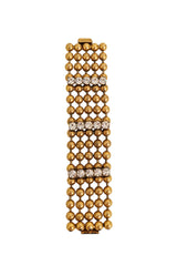 Wide gold bead cuff bracelet straight @ Recess LA