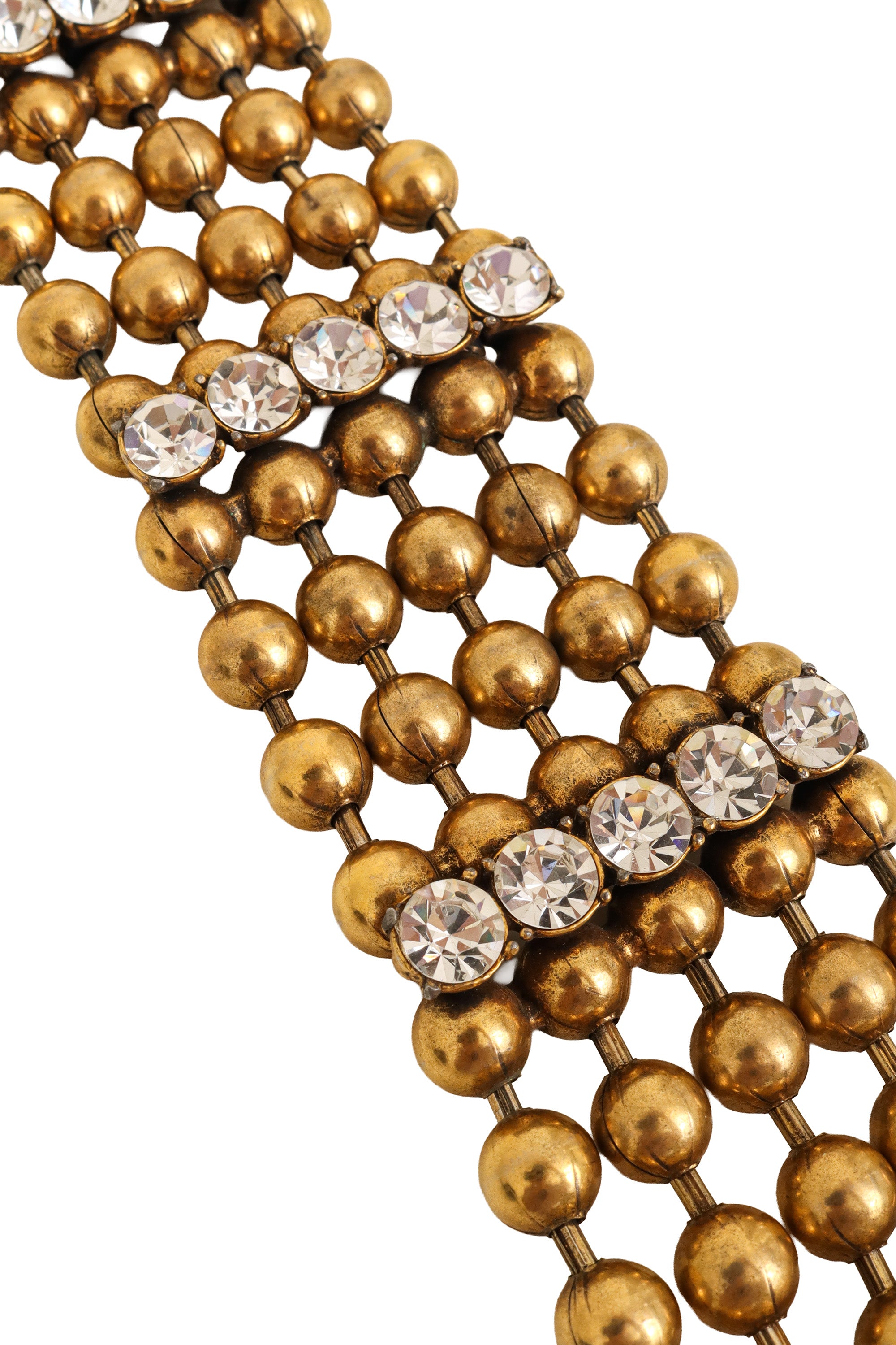 Wide gold bead cuff bracelet close @ Recess LA