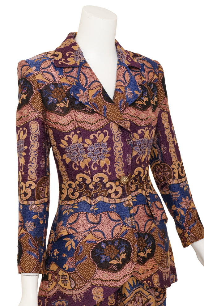 Vintage Christian Lacroix Floral Baroque Jacket & Skirt Set on mannequin close @ Recess LA