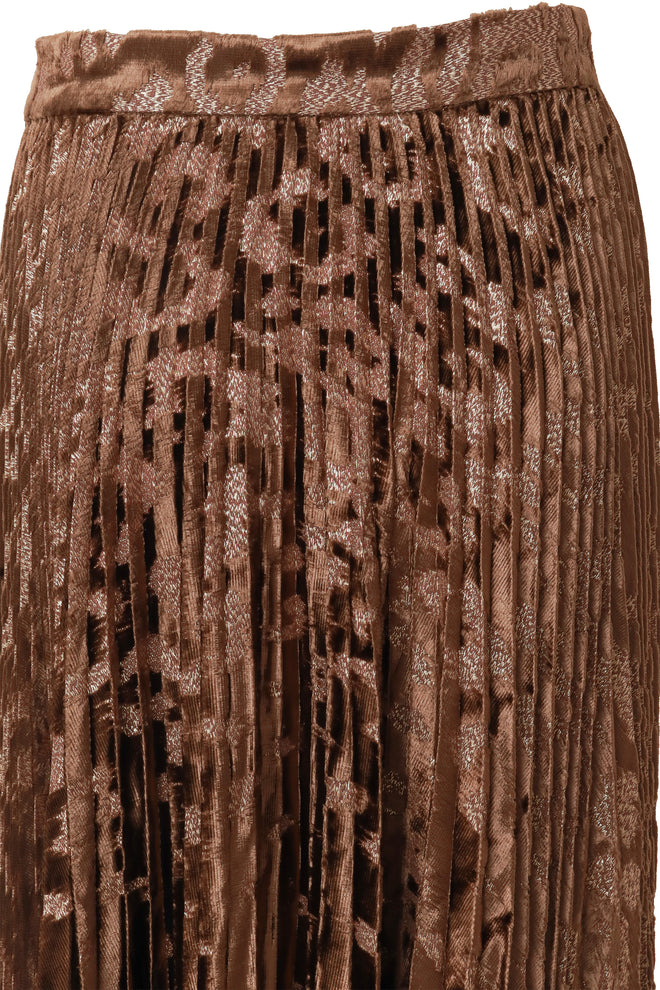 Pleated Metallic Velvet Skirt by Valentino on mannequin close @ Recess LA