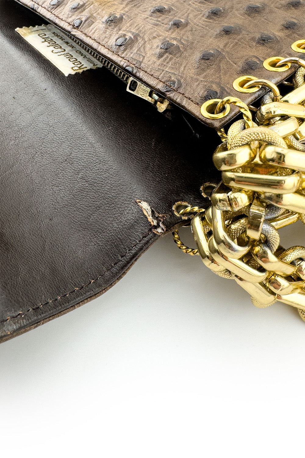 Vintage Raoul Calabro Faux Ostrich Chain Bag crack @recess la