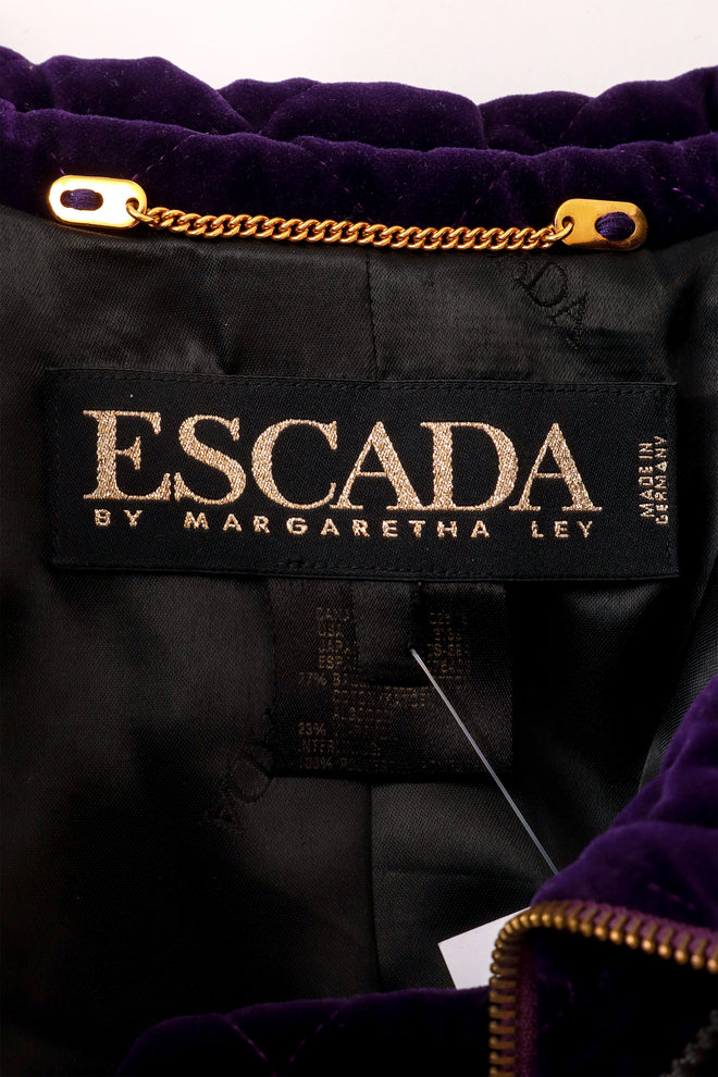 Quilted Velvet Puff Jacket by Escada label  @ Recess LA