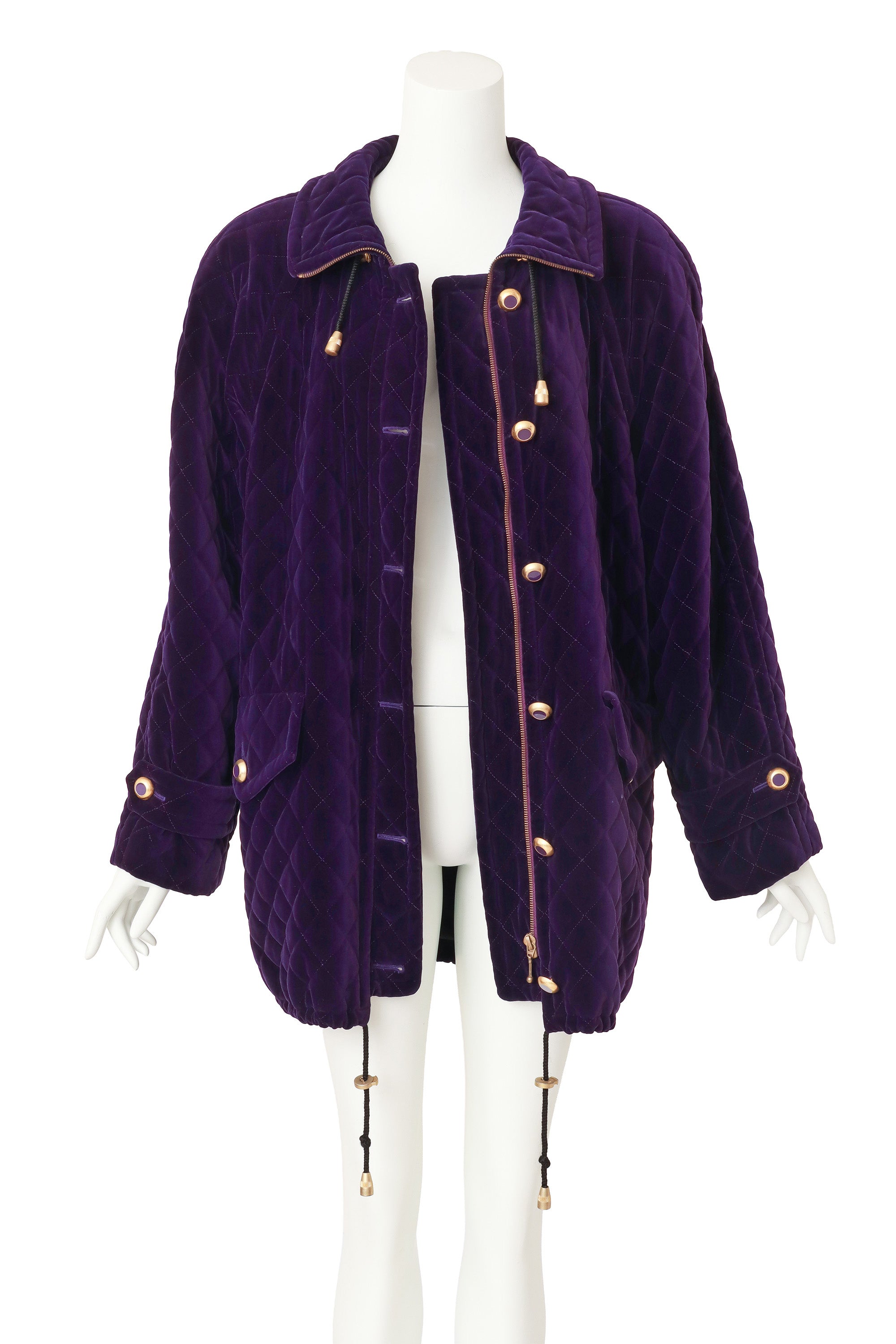 Quilted Velvet Puff Jacket by Escada on mannequin unzipped @ Recess LA