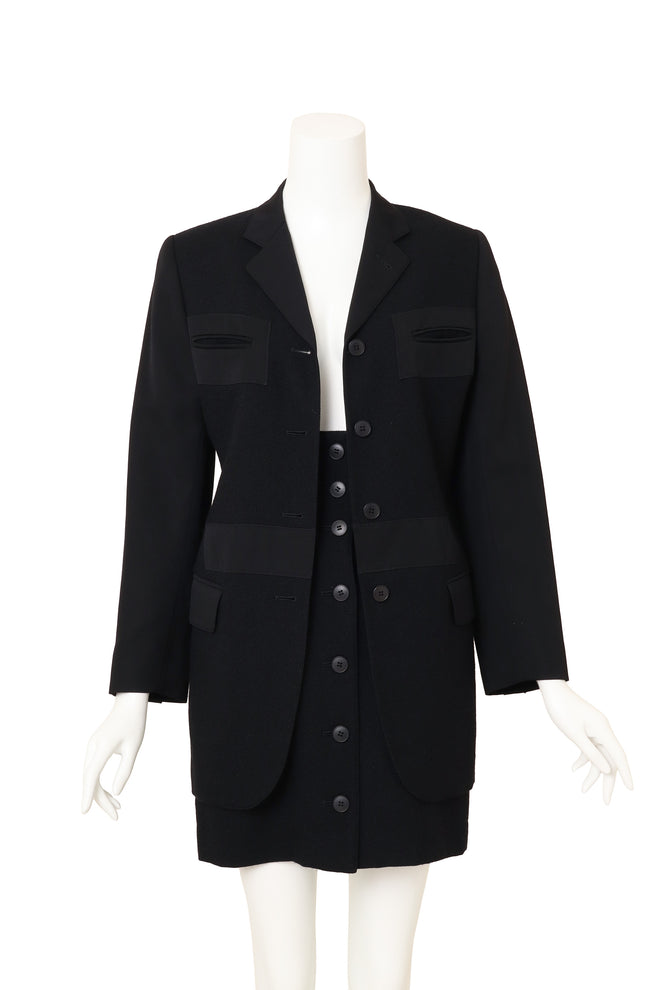 Vintage Junior Gaultier Textured Skirt & Jacket Set on mannequin open @ Recess LA