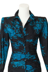 Ruched Floral Cocktail Dress