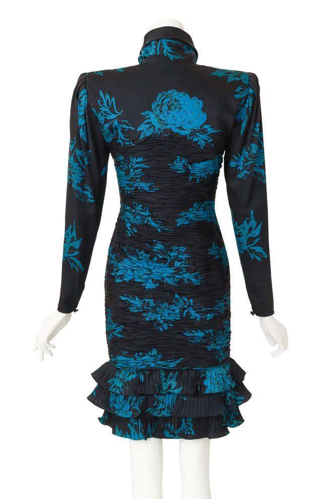 Ruched Floral Cocktail Dress