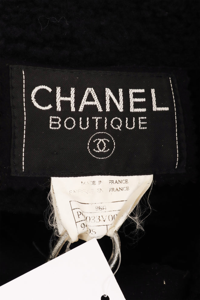 Vintage Chanel Belted Suede Shearling Coat label @ Recess LA