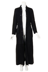 Vintage Chanel Belted Suede Shearling Coat on mannequin open @ Recess LA