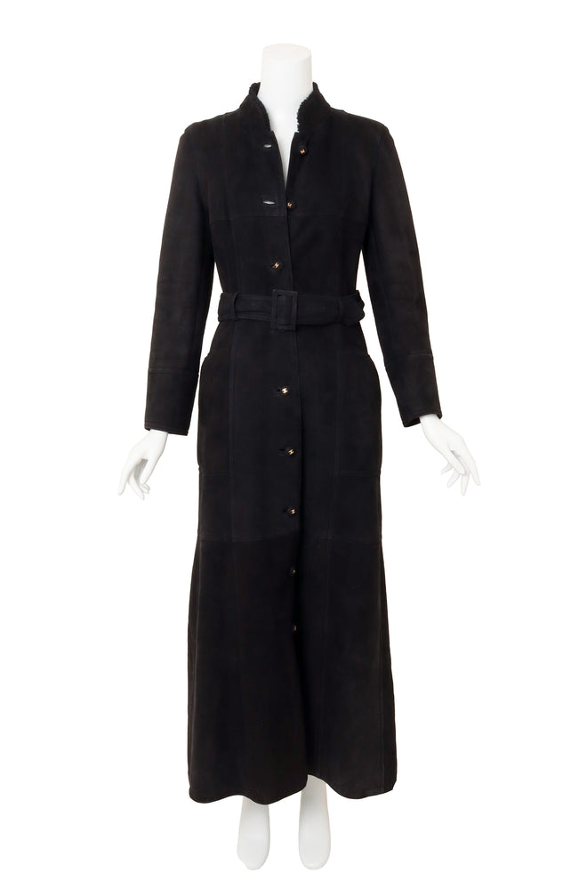 Vintage Chanel Belted Suede Shearling Coat on mannequin @ Recess LA