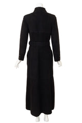 Vintage Chanel Belted Suede Shearling Coat on mannequin back @ Recess LA