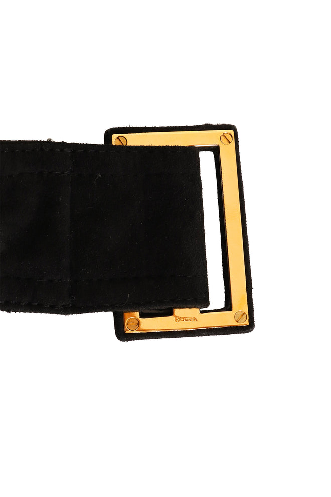 Vintage Chanel Belted Suede Shearling Coat buckle back @ Recess LA