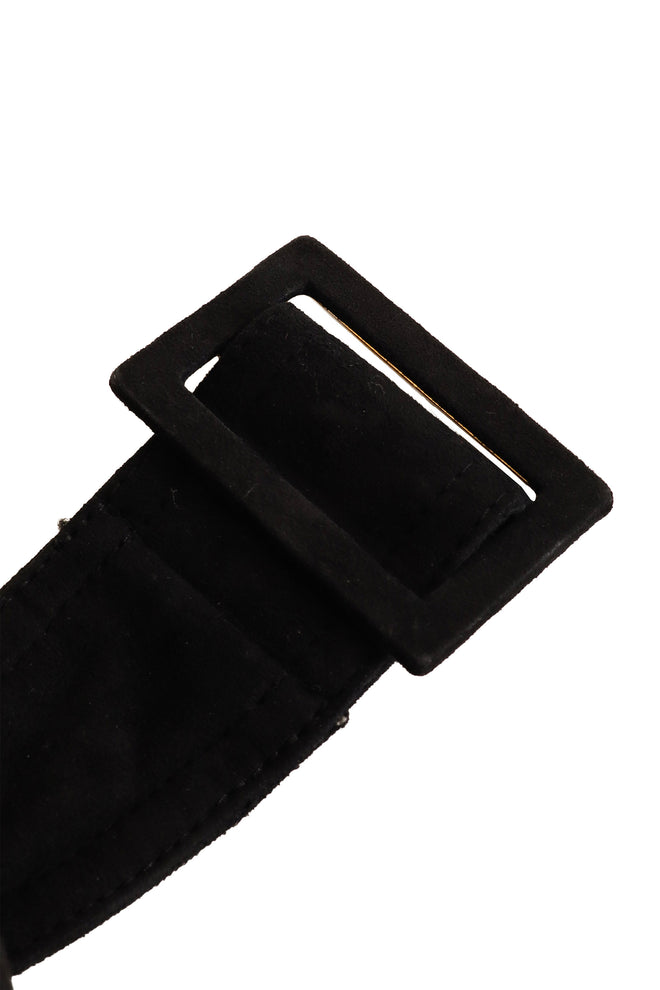 Vintage Chanel Belted Suede Shearling Coat buckle @ Recess LA