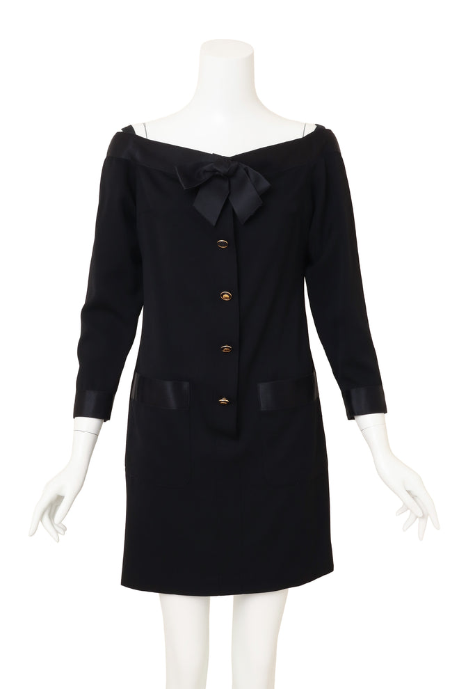Vintage Chanel Bateau Bow Mini Dress on mannequin @ Recess LA