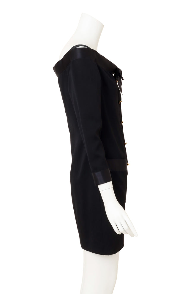 Vintage Chanel Bateau Bow Mini Dress on mannequin side @ Recess LA