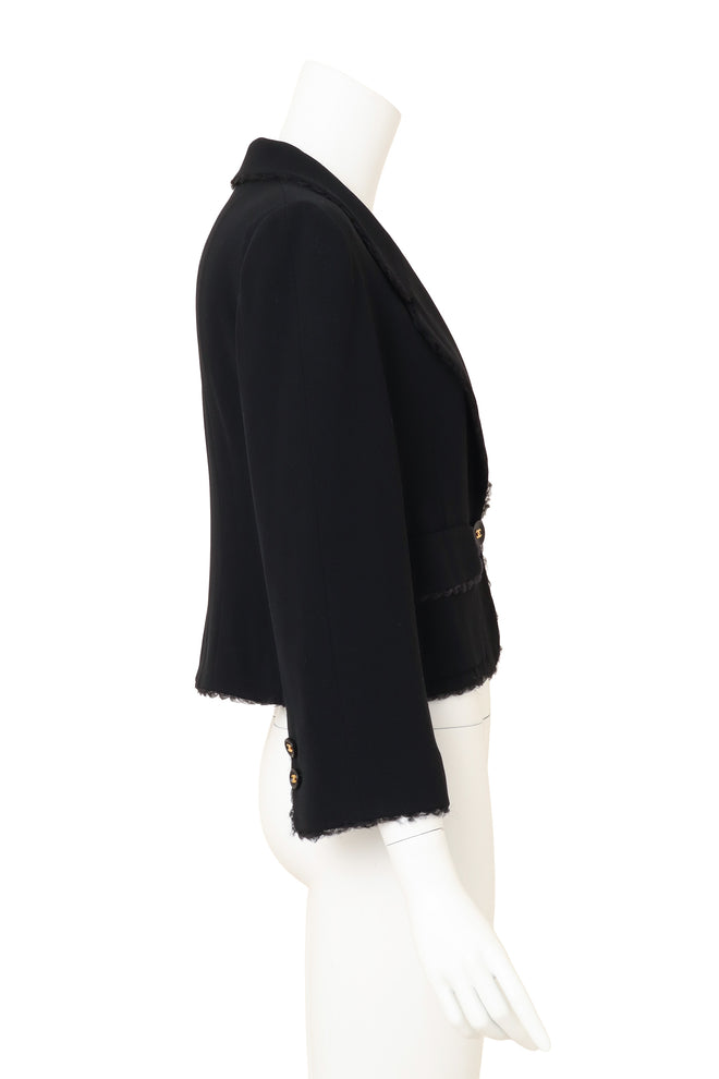 Vintage Chanel Scalloped Tulle Trim Blazer on mannequin side @ Recess LA