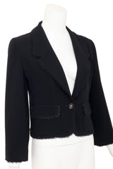Vintage Chanel Scalloped Tulle Trim Blazer on mannequin close @ Recess LA