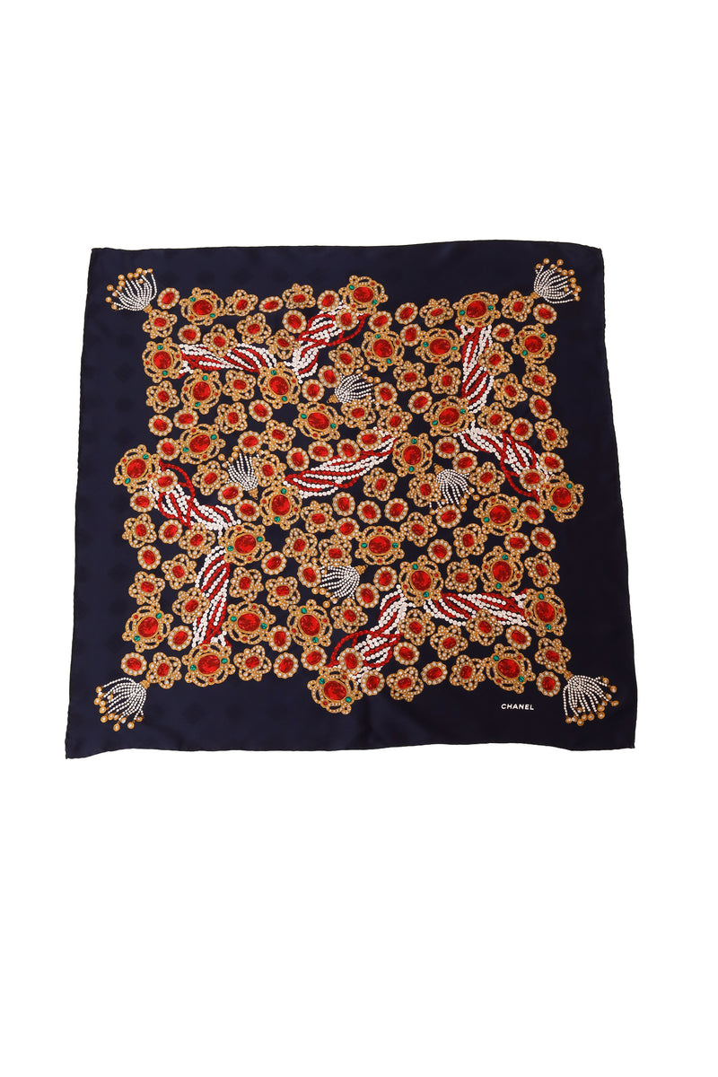 CHANEL ヴィンテージ シルクスカーフ トレイン バルーン ポップ柄 Vintage Chanel Pearl Tassel Silk Scarf – Recess
