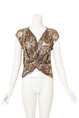 Vintage Whiting & Davis Floral Metallic Mesh Draped Top @ Recess LA