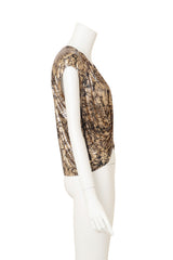 Vintage Whiting & Davis Floral Metallic Mesh Draped Top side view  @ Recess LA