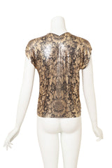 Vintage Whiting & Davis Floral Metallic Mesh Draped Top back @ Recess LA