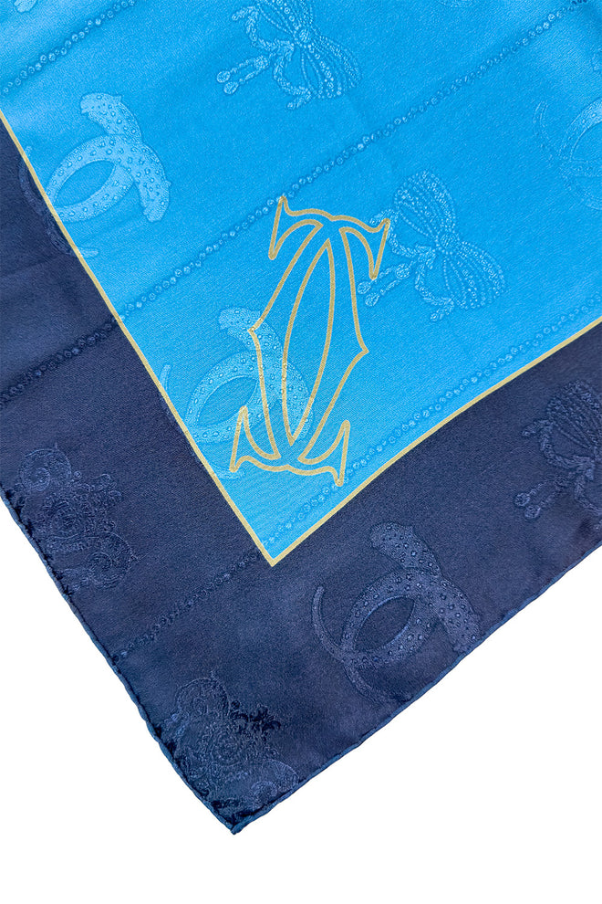Vintage Cartier Logo & Bow Jacquard Scarf I corner detail @recess la