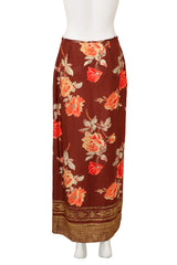 Vintage Dries Van Noten Brocade Floral Print Wrap Skirt back @ Recess LA