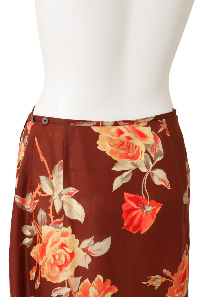 Vintage Dries Van Noten Brocade Floral Print Wrap Skirt closeup waist @ Recess LA
