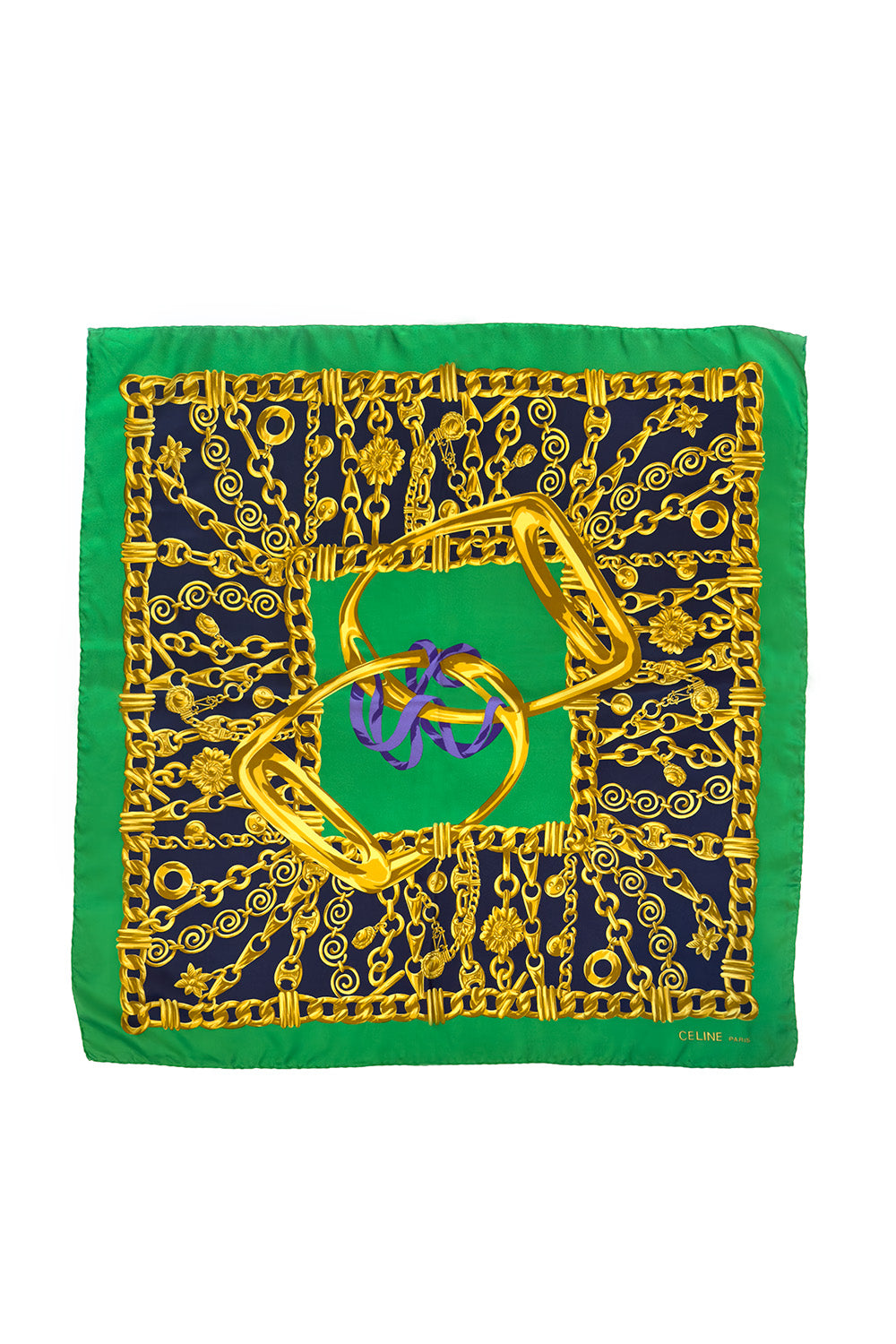 Vintage Celine Equestrian Stirrup Silk Scarf @recess la