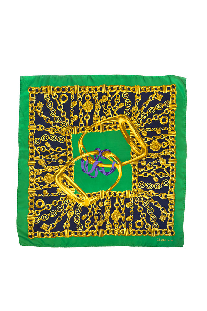 Vintage Celine Equestrian Stirrup Silk Scarf @recess la