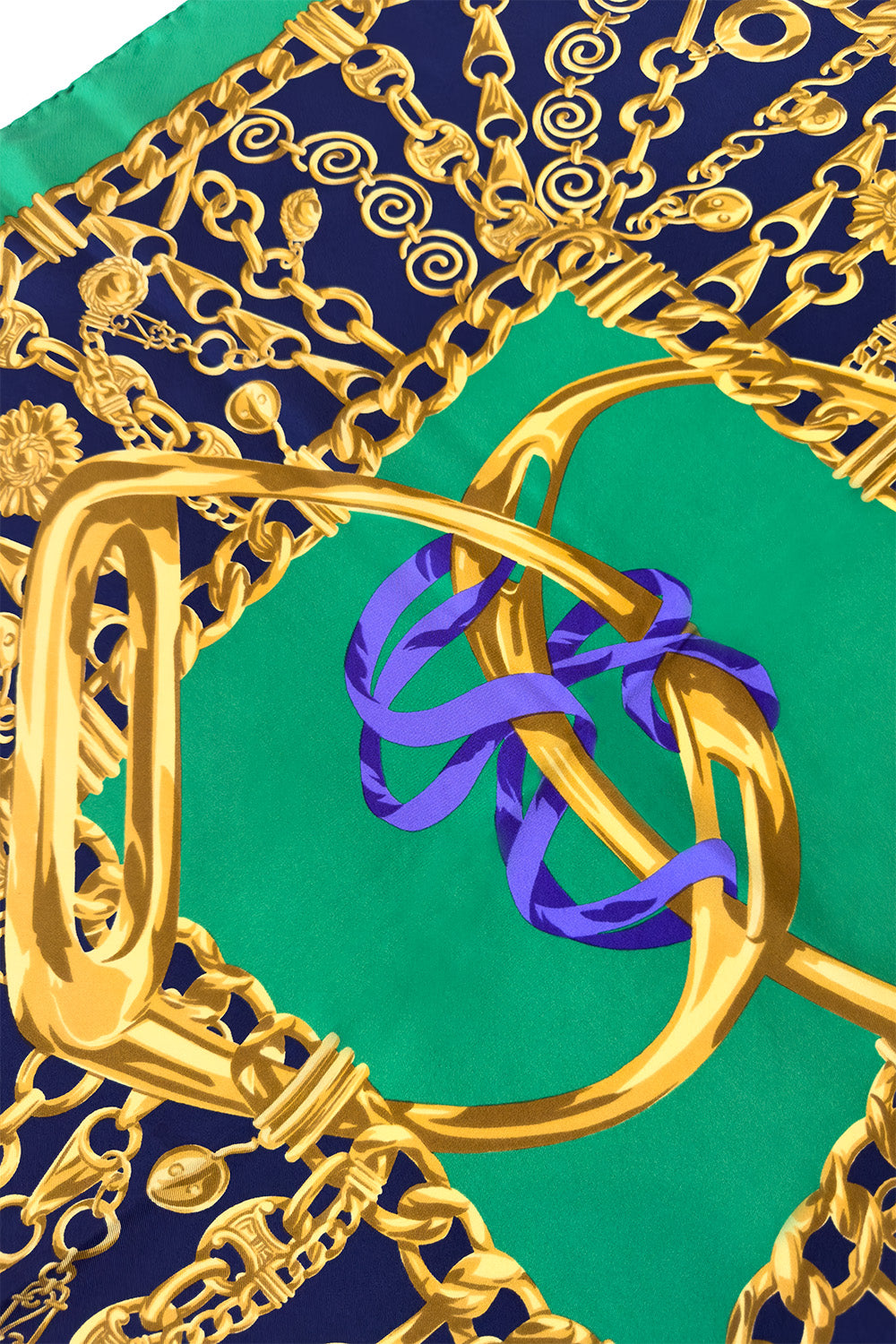 Vintage Celine Equestrian Stirrup Silk Scarf detail @recess la