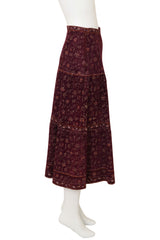Vintage Roberto Cavalli Suede Floral Vest & Skirt Set side of skirt @ Recess LA