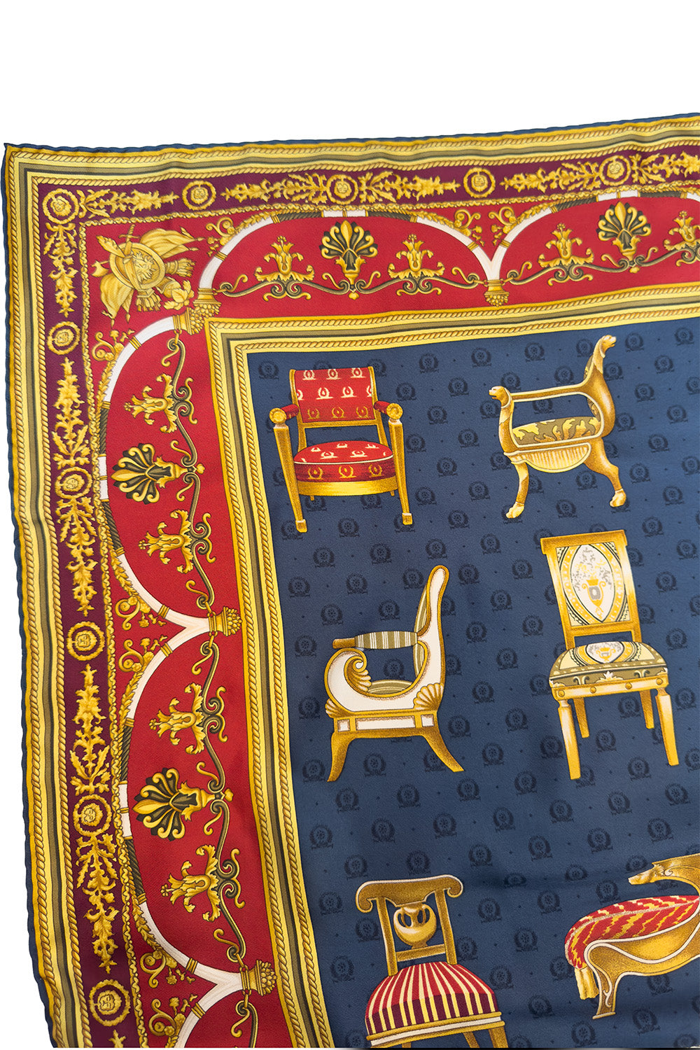 GUCCI シルクスカーフ 椅子デザイン Vintage Gucci Chair Print Silk Scarf – Recess