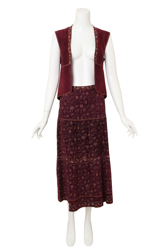 Vintage Roberto Cavalli Suede Floral Vest & Skirt Set @ Recess LA