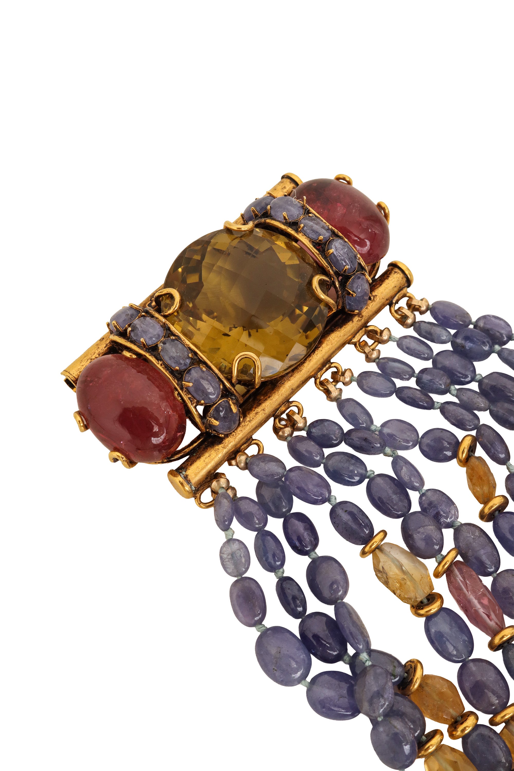 Purples Semi-Precious Stone Bead Bracelet by Iradj Moini stones close @ Recess LA