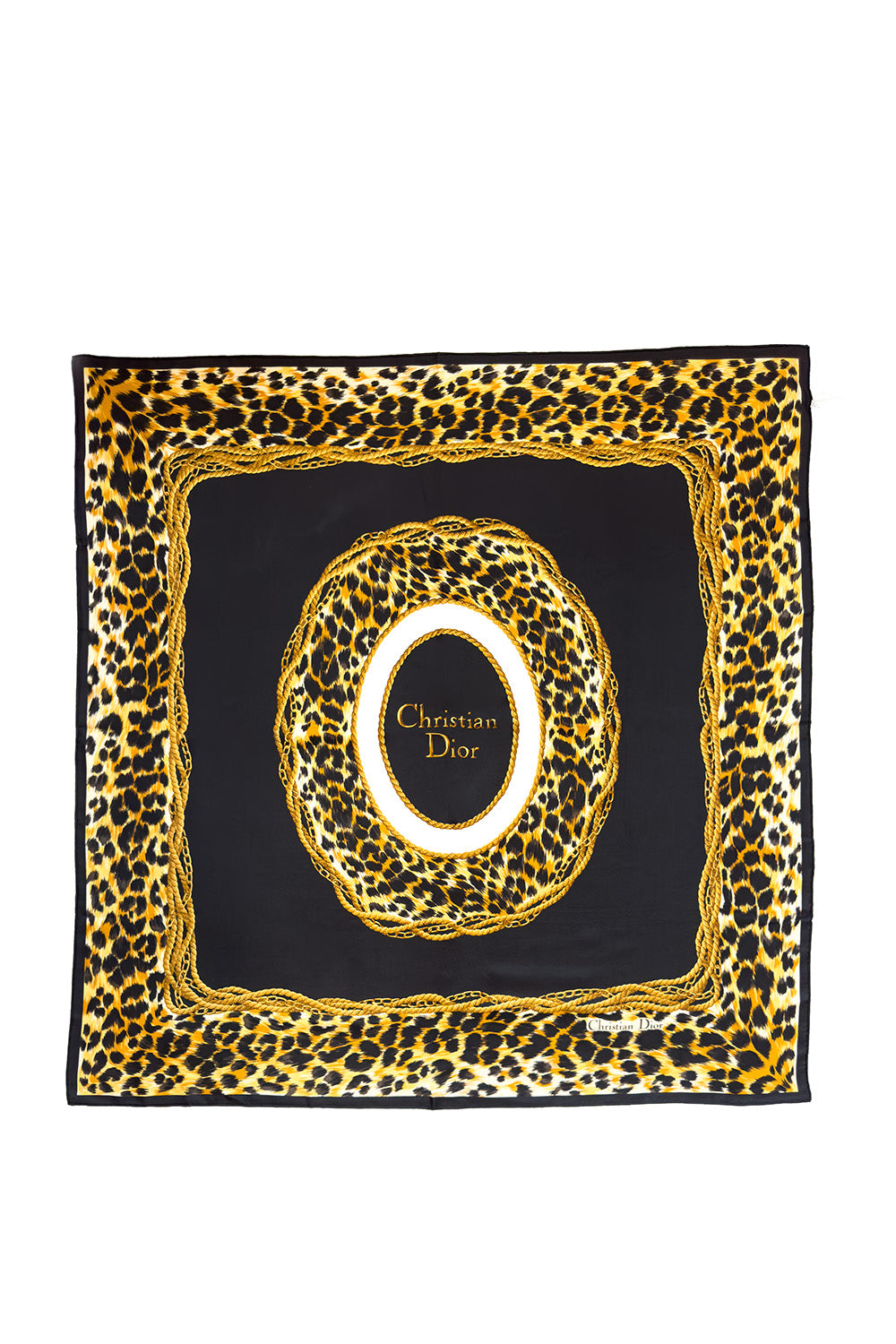 Vintage Christian Dior Leopard Border Logo Scarf @recess la
