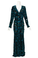 Vintage Oscar De La Renta Floral Cutout Velvet Duster Gown @ Recess LA