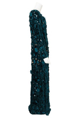 Vintage Oscar De La Renta Floral Cutout Velvet Duster Gown side view @ Recess LA