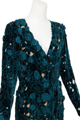 Vintage Oscar De La Renta Floral Cutout Velvet Duster Gown closeup @ Recess LA