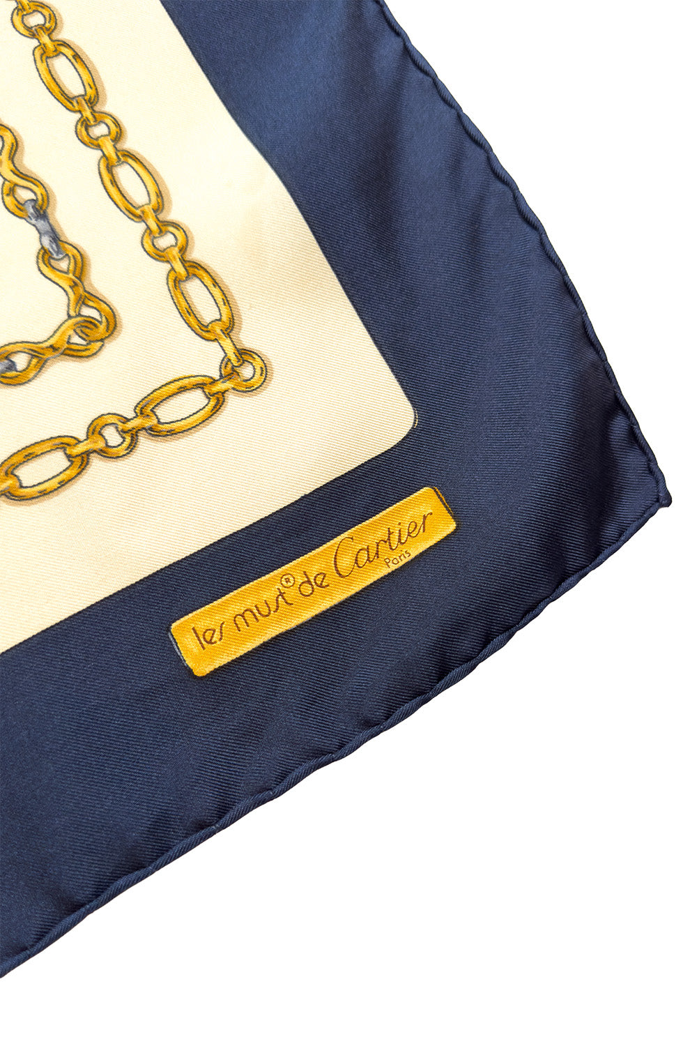 Vintage Cartier Logo Medallion & Chain Silk Scarf signature @recess la