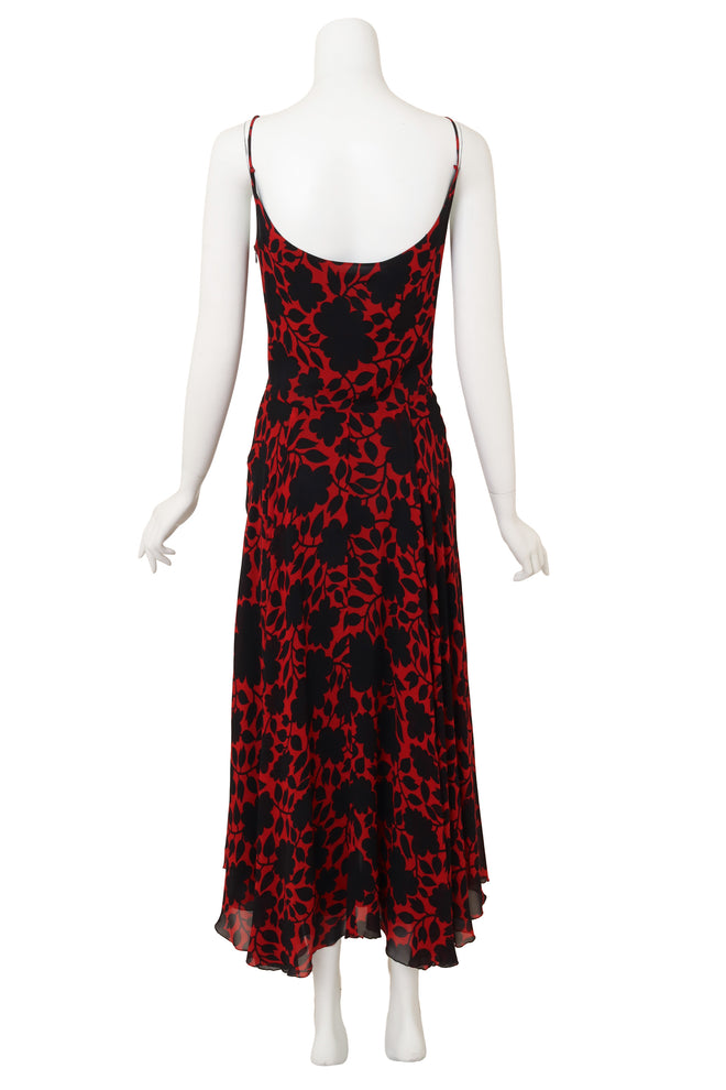 Vintage Katharine Hamnett Floral Chiffon Midi Dress back @ Recess LA