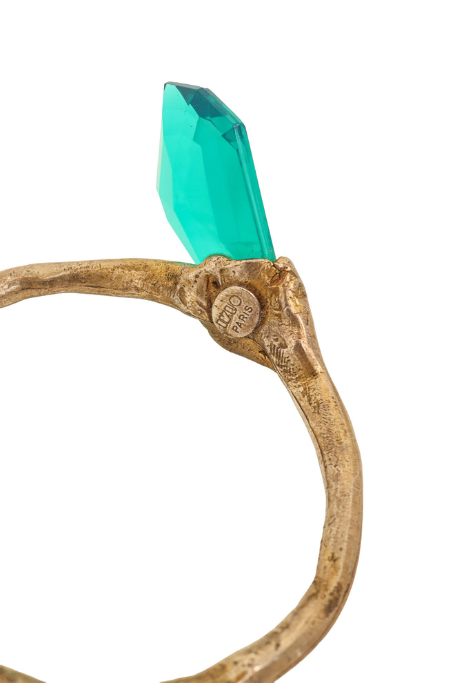  Branch Leaf Crystal Bracelet by Oczaio Paris cartouche @ Recess LA