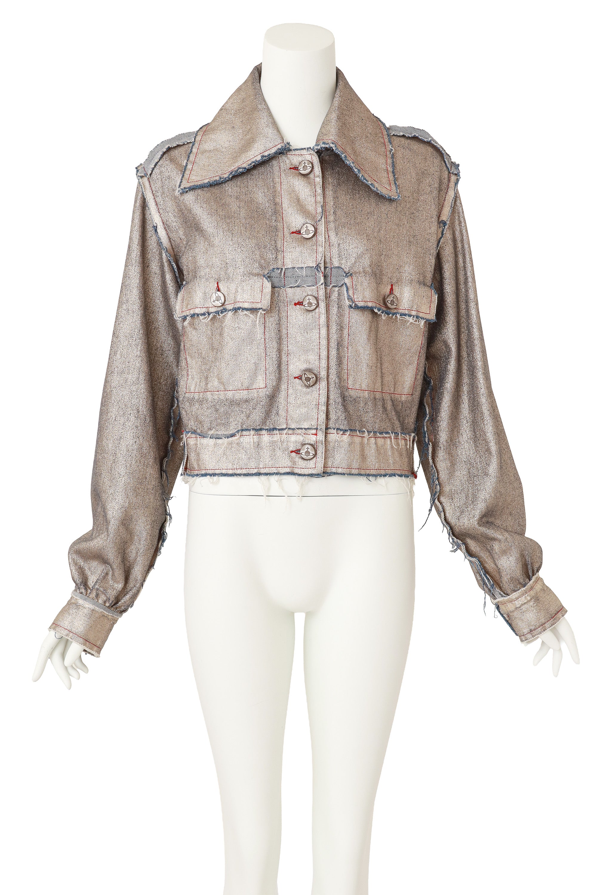 Metallic Denim Jacket by Vivienne Westwood on mannequin @ Recess LA